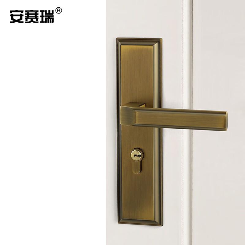 安赛瑞 520072 门锁 低噪音卧室房锁 通用型实木门把手 美式机械锁按件销售