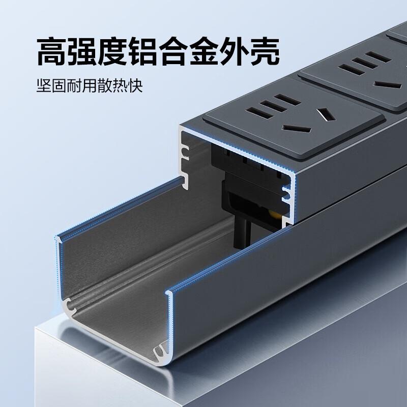 公牛 GNE-108DEV PDU机柜插座 八位总控 1.8米 16A大功率 超功率保护+智能电流表按个销售