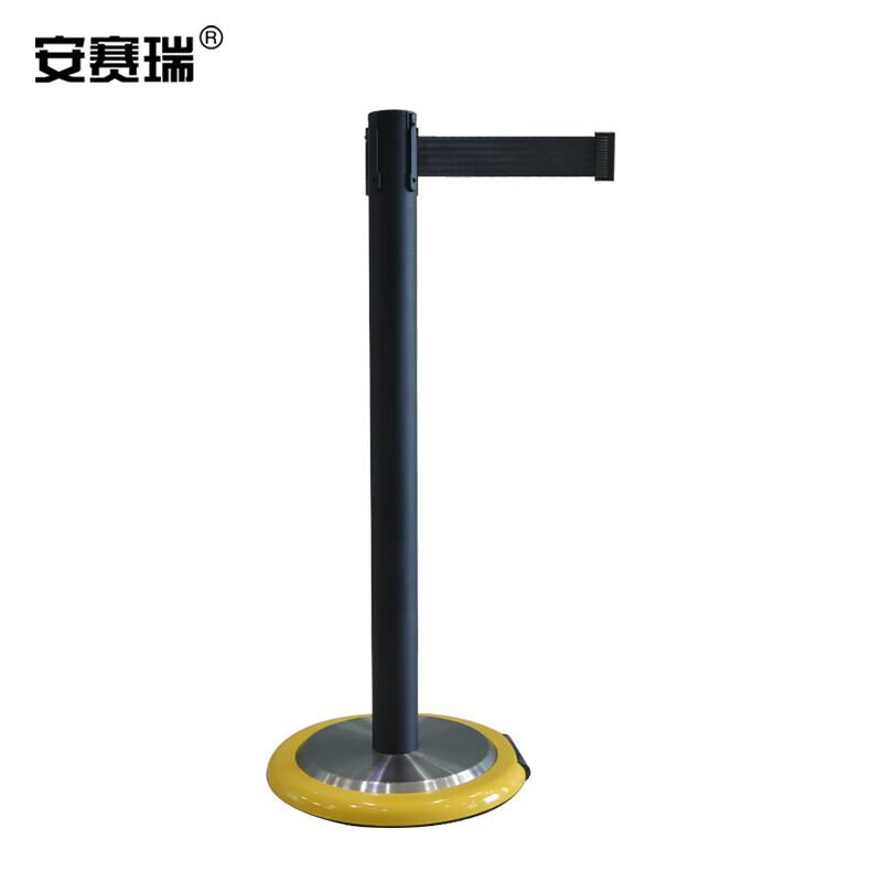 安赛瑞 1B00542 滚轮一米线栏 隔离带伸缩带 移动警戒线围栏 黑色带滚轮2米线款按个销售