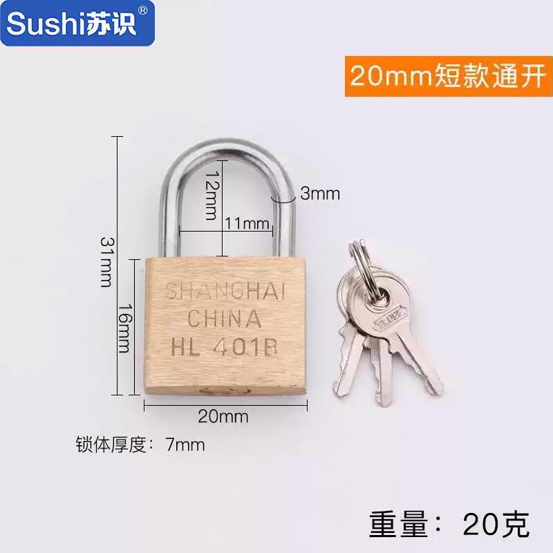 苏识 1610040 WJ0001 铜锁薄款地球牌挂锁 HL401 7把起订按把销售