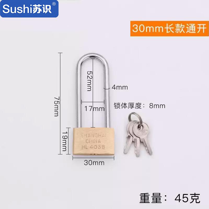 苏识 1610482 WJ0001 铜锁薄款地球牌挂锁 HL403长梁 4把起订按（把）销售