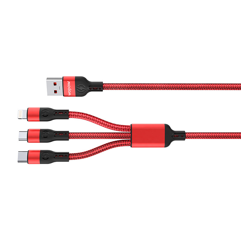 沃品 LC026 一拖三超级快充编织数据线 1.2m 黑色按(条)销售 沃品 LC026 一拖三超级快充编织数据线 1.2m 黑色按(条)销售