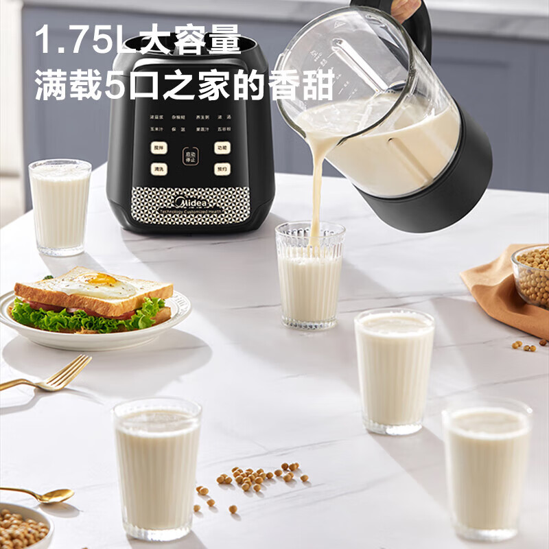 美的 BL1076 豆浆机破壁机轻音熬煮双杯六叶刀不沾底预约磨粉一键清洗1.75L按（台）销售