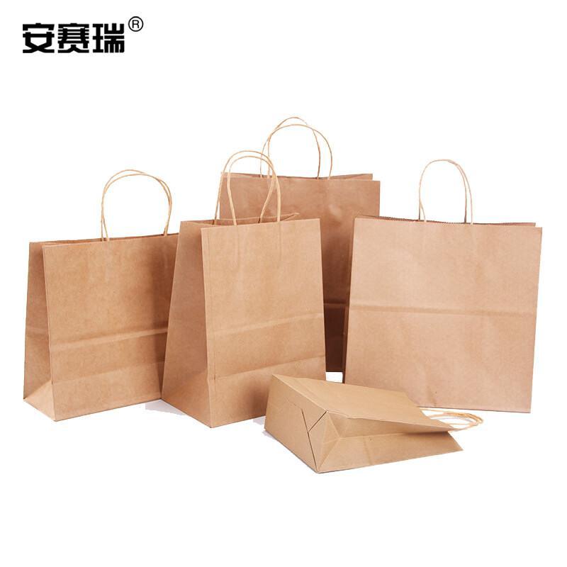 安赛瑞 28574 手提牛皮纸袋 21×15×27cm 本色 25个装 28574按（包）销售