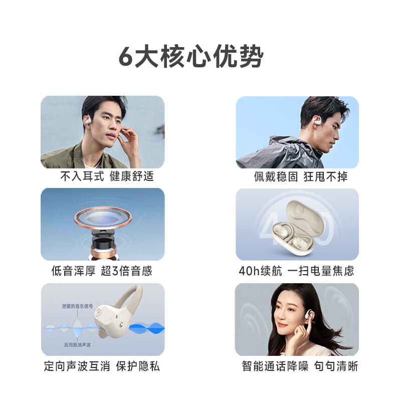 科大讯飞 Air 开放式办公耳机 白  无线蓝牙耳机 骨传导升级气传导运动录音耳机 同传听译 适用苹果华为按（个）销售