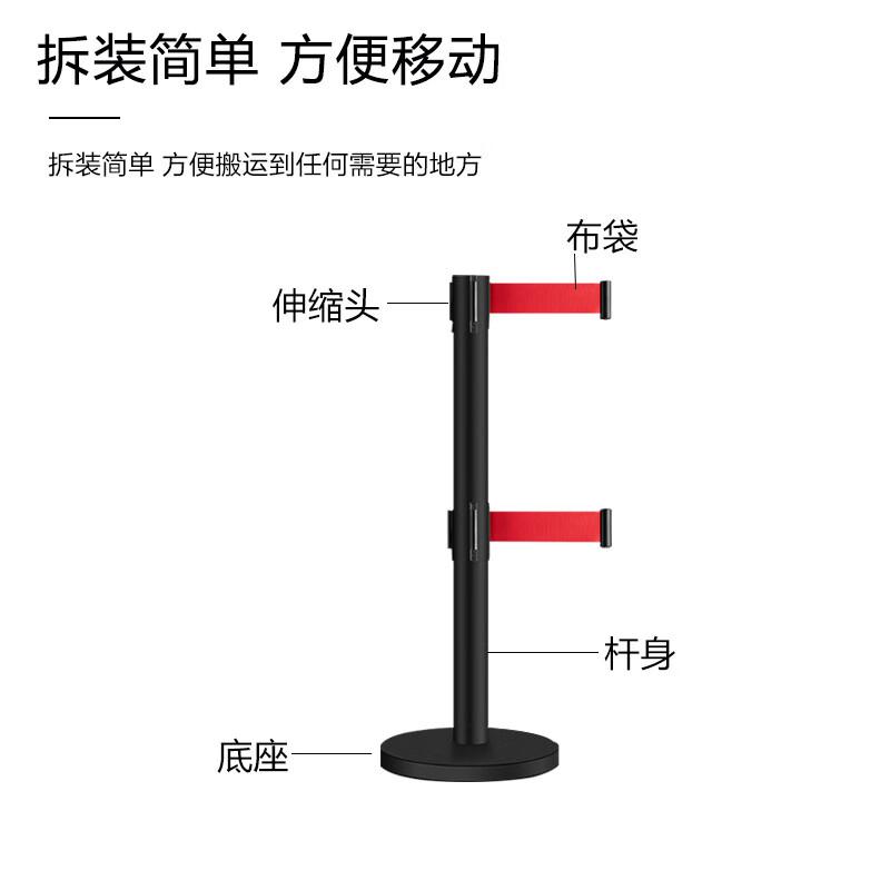 伏兴 C1264 一米线栏杆警示柱 不锈钢伸缩隔离带围栏杆警戒线安全警示带 双层银色3米(1根)按（根）销售
