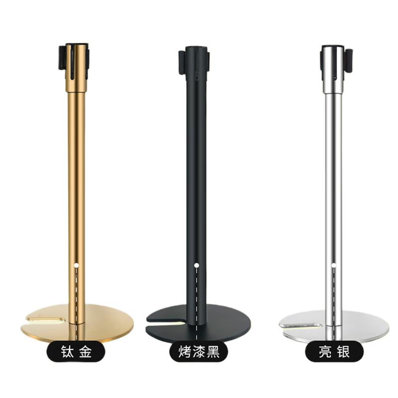 伏兴 C1272 一米线栏杆警示柱 不锈钢伸缩隔离带围栏杆警戒线安全警示带 U型底座-2米金色(1根)按（根）销售