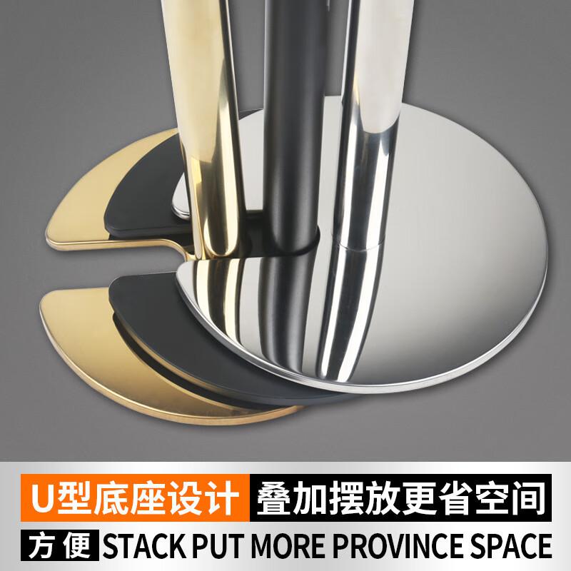 伏兴 C1273 一米线栏杆警示柱 不锈钢伸缩隔离带围栏杆警戒线安全警示带 U型底座-3米银色(1根)按（根）销售