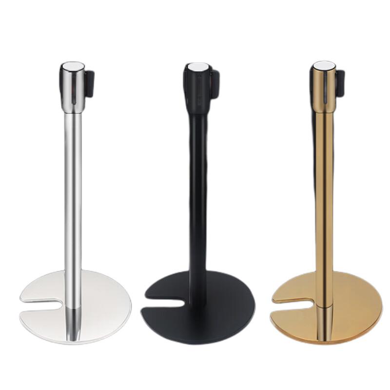 伏兴 C1273 一米线栏杆警示柱 不锈钢伸缩隔离带围栏杆警戒线安全警示带 U型底座-3米银色(1根)按（根）销售