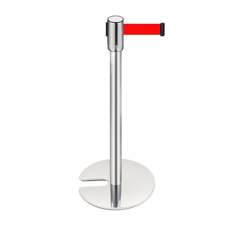 伏兴 C1276 一米线栏杆警示柱 不锈钢伸缩隔离带围栏杆警戒线安全警示带 U型底座-5米银色(1根)按（根）销售