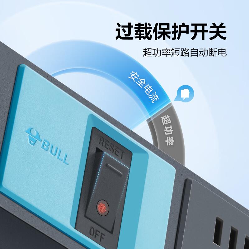 公牛 GNE-108E PDU机柜插座 超功率保护防过载 8位总控 1.8米按个销售