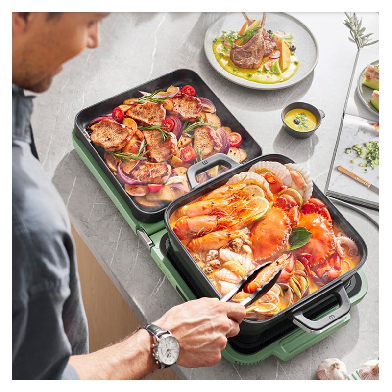 摩飞 MR9188 折叠多功能锅 标配（深煮锅+煎烤盘） 绿色按（台）销售