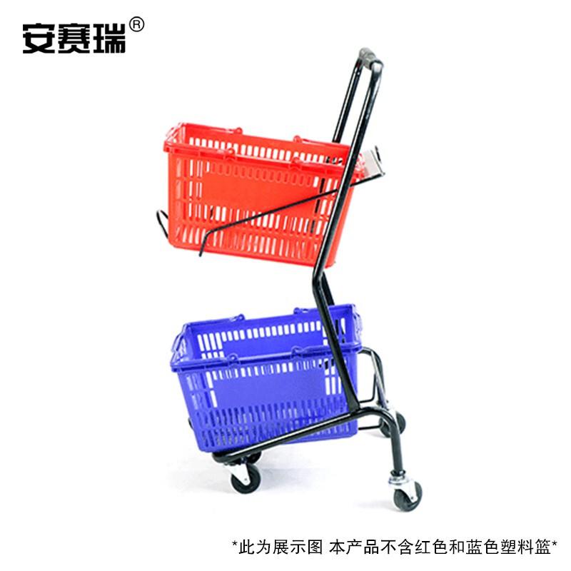 安赛瑞 16318 双层提篮车 超市购物车 双层框架 48×42×98cm 黑色按（个）销售