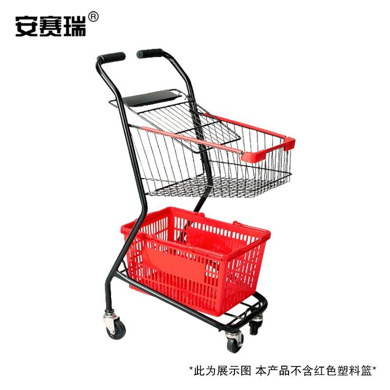 安赛瑞 16319 双层提篮车 超市购物车 双层框架 48×42×98cm 黑色按（个）销售
