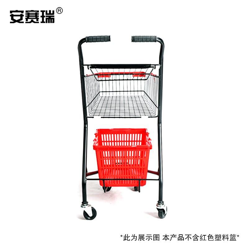 安赛瑞 16319 双层提篮车 超市购物车 双层框架 48×42×98cm 黑色按（个）销售
