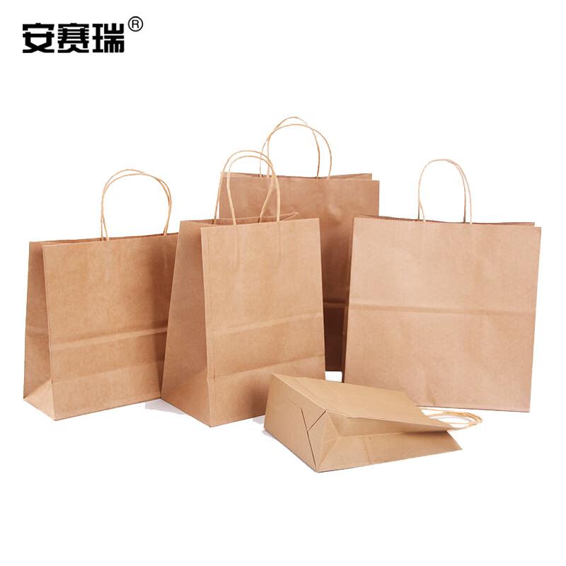 安赛瑞 28572 手提牛皮纸袋 外卖打包手提袋 本色 15×8×21cm（25个装）按（包）销售