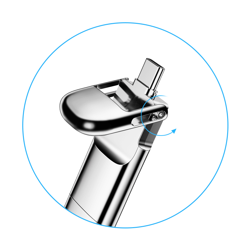 忆捷 HS-C02-128G 固态U盘 USB3.0 Type-C双接口 亮银色 读速高达530MB/s 写入420MB/s按个销售