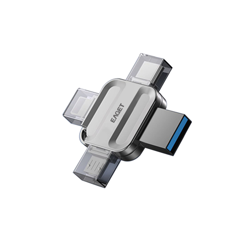 忆捷 I71-64G U盘 USB3.0 Lightning Type-C 珍镍色 MicroUSB口 四合一苹果安卓华为手机电脑通用四接口存储按个销售