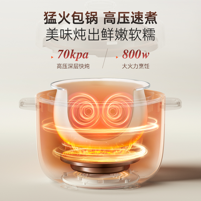 摩飞 MR8701 珐琅电压力锅 0氟珐琅釜 2.5L 白色按（台）销售