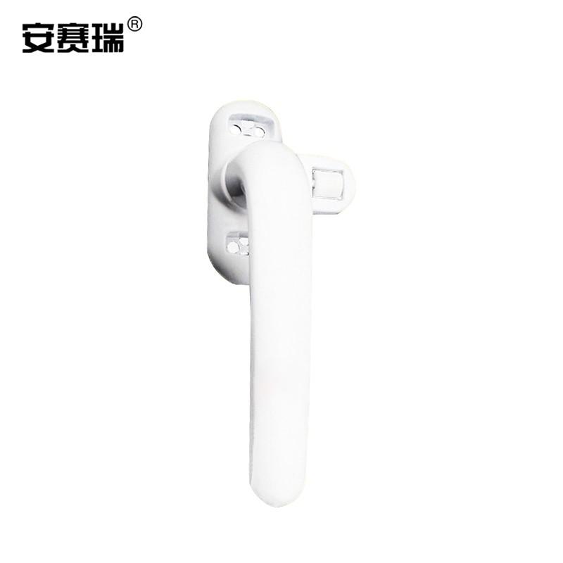 安赛瑞 520217 加厚圆角铝合金窗户执手50型门窗执手 总长约130mm白色左执手 平开窗推拉门窗单点把手按个销售