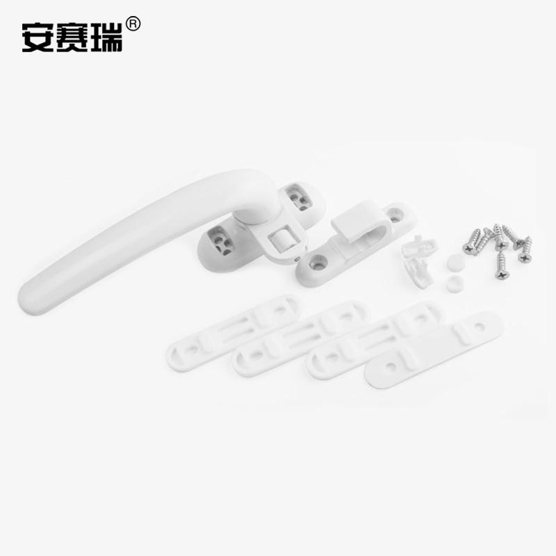 安赛瑞 520217 加厚圆角铝合金窗户执手50型门窗执手 总长约130mm白色左执手 平开窗推拉门窗单点把手按个销售