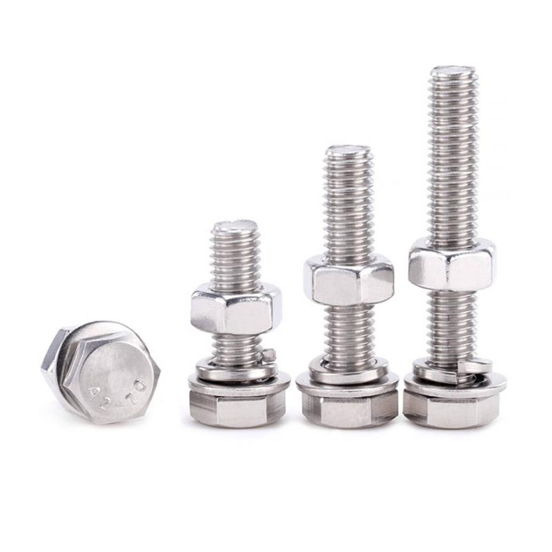 捷诺立 58305 304不锈钢外六角螺丝螺栓螺母平垫弹垫套装 M12*55mm(10套)按(包)销售 捷诺立 58305 304不锈钢外六角螺丝螺栓螺母平垫弹垫套装 M12*55mm(10套)按(包)销售