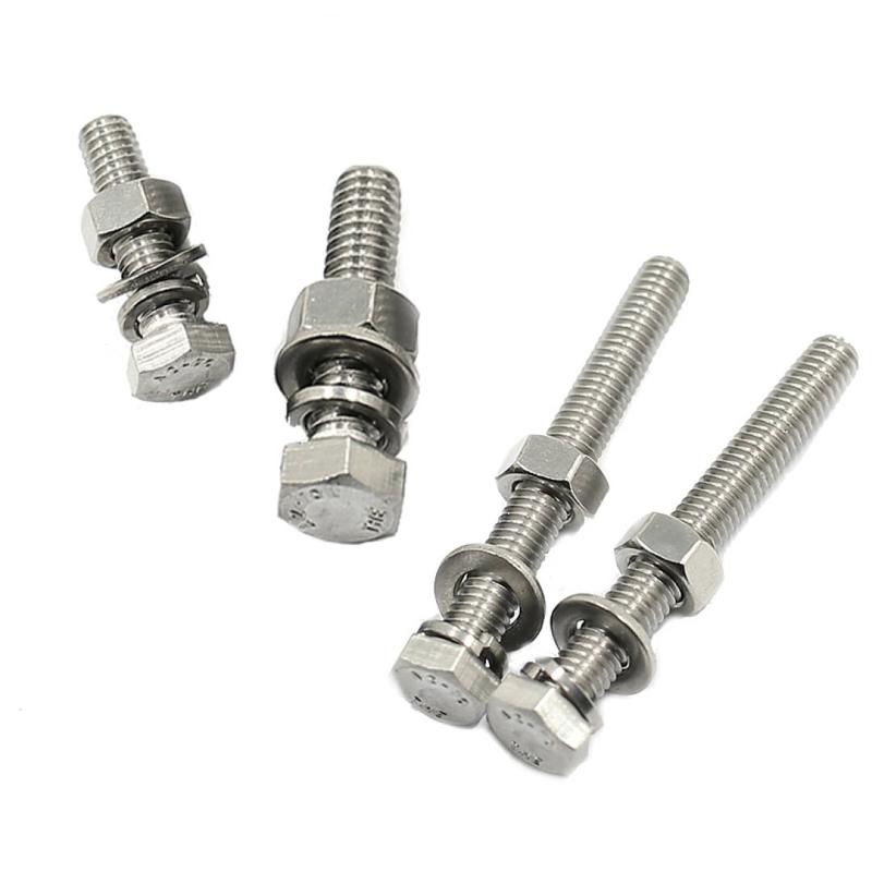 捷诺立 58309 304不锈钢外六角螺丝螺栓螺母平垫弹垫套装 M12*75mm(10套)按（包）销售