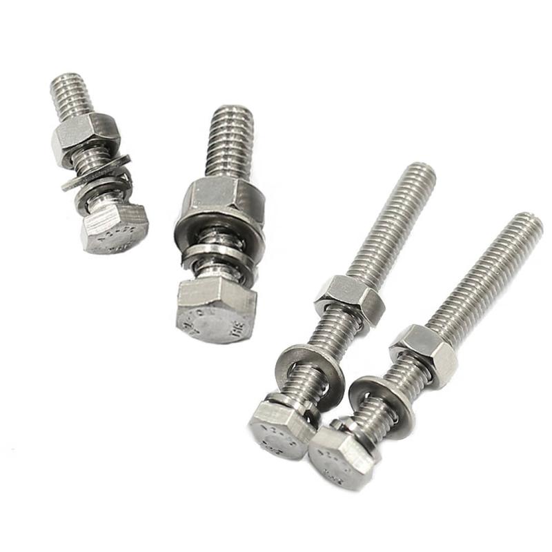 捷诺立 58361 304不锈钢外六角螺丝螺栓螺母平垫弹垫套装 M16*120mm(10套)按（包）销售