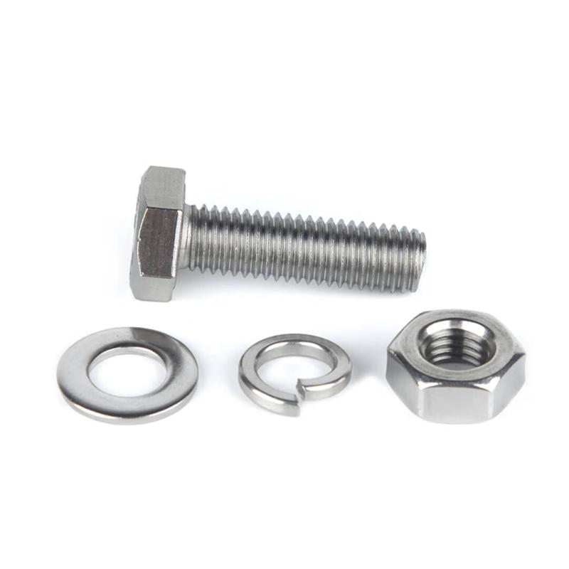 捷诺立 58379 304不锈钢外六角螺丝螺栓螺母平垫弹垫套装 M6*50mm(50套)按（包）销售