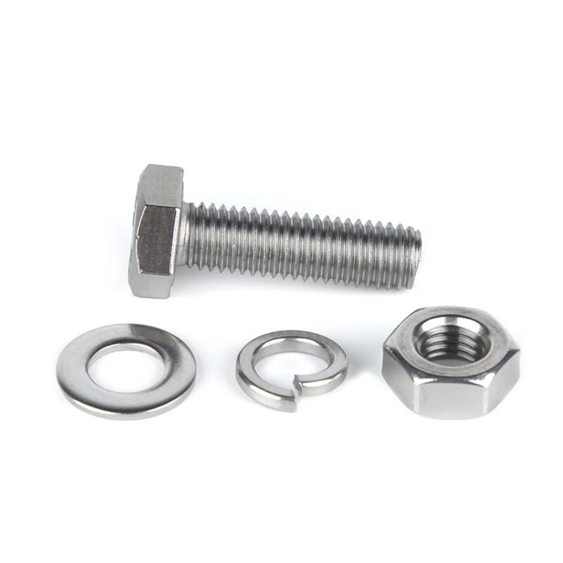 捷诺立 58388 304不锈钢外六角螺丝螺栓螺母平垫弹垫套装 M6*120mm(20套)按（包）销售