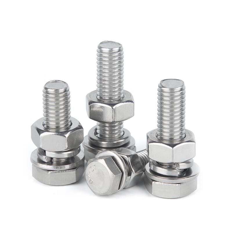 捷诺立 58388 304不锈钢外六角螺丝螺栓螺母平垫弹垫套装 M6*120mm(20套)按（包）销售