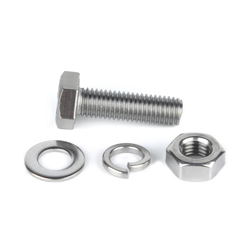 捷诺立 58419 304不锈钢外六角螺丝螺栓螺母平垫弹垫套装 M10*30mm(10套)按（包）销售