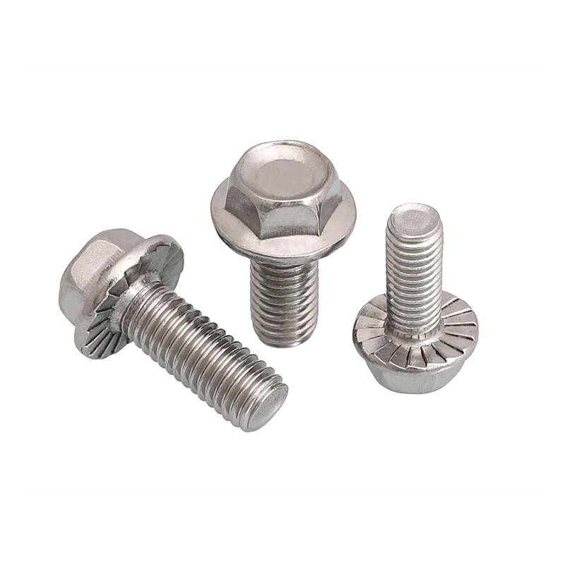 捷诺立 56987 法兰螺栓304不锈钢外六角带垫花齿防滑螺钉 M10*20mm10只按（包）销售