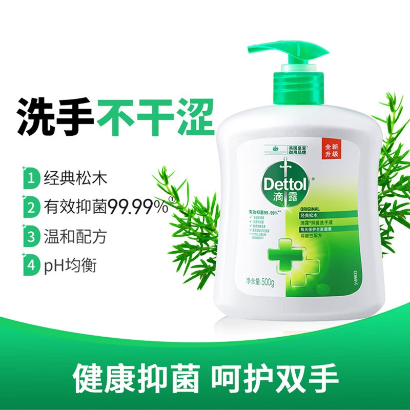 滴露 抑菌洗手液经典松木 500g*2瓶按（组）销售