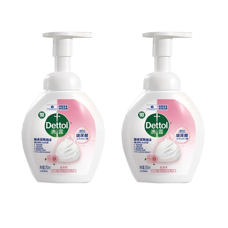 滴露 泡沫抑菌洗手液花香型 250ml*2瓶按（组）销售