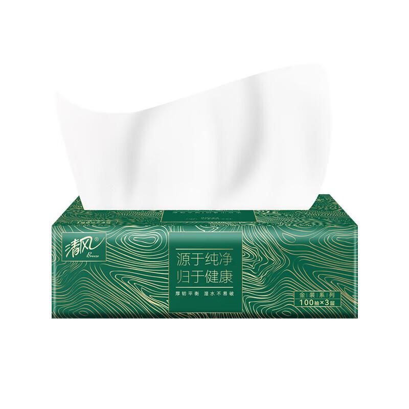 清风 AR10SGD 纯净系列3层100抽24包 抽纸 24包/箱 白色按（箱）销售