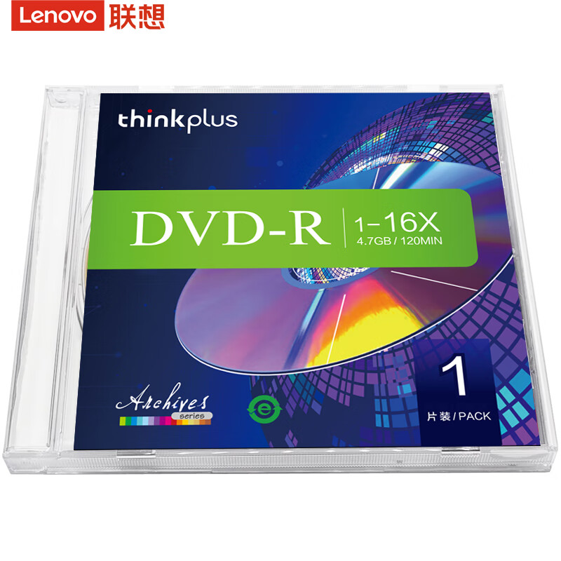 联想 DVD-R 空白光盘/刻录盘 16速4.7GB  台产档案系列 单片盒装 10片/包按（包）销售