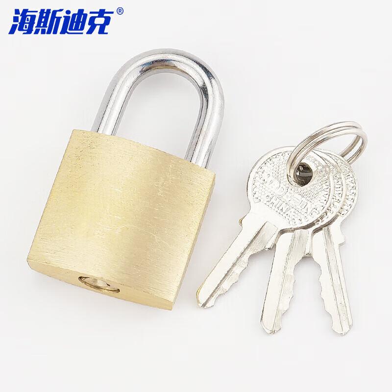 海斯迪克 HKQL-90 黄铜挂锁 电力表箱锁 50mm短梁单开按把销售