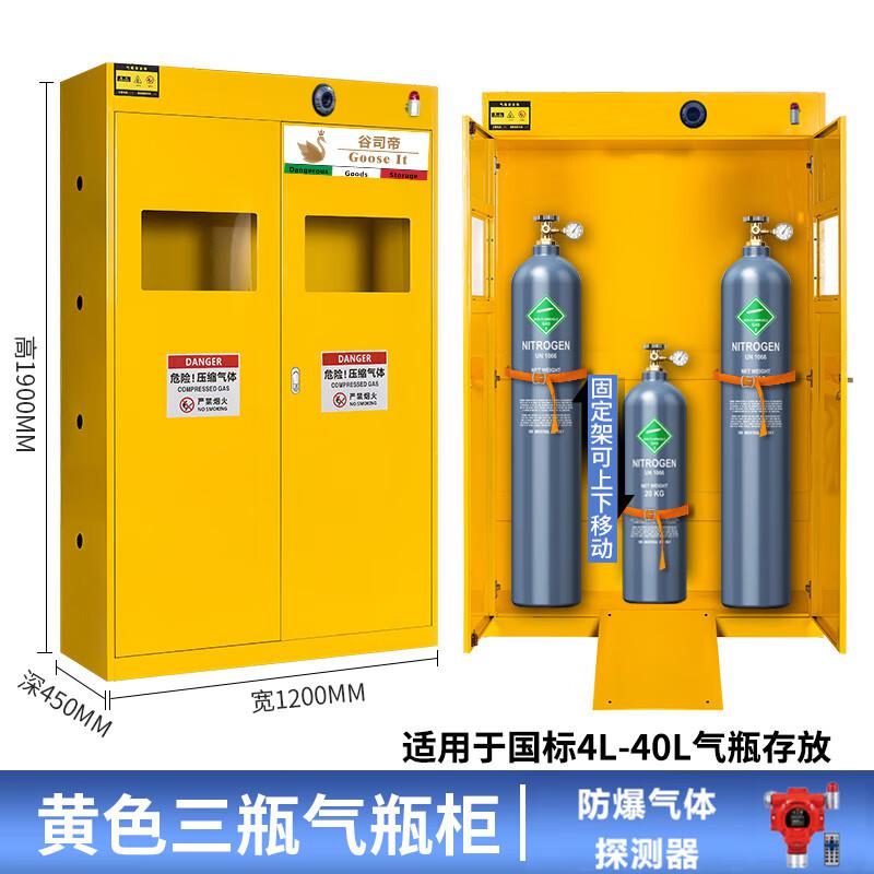 谷司帝 GI-EX0306-Y 全防爆三瓶黄色气瓶柜二氧化硫 W1200*D450*H1943mm 黄色按个销售