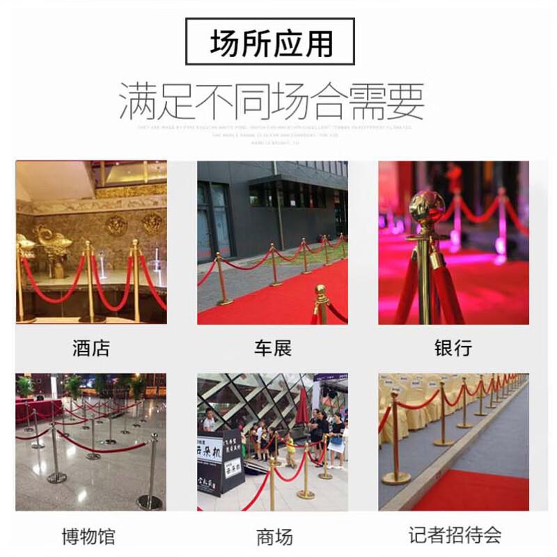 月桐 YT-D0559 不锈钢皇冠头礼宾杆隔离护栏 含银色杆+银钩绿色绒绳 950×320×51mm 2套起订按套销售