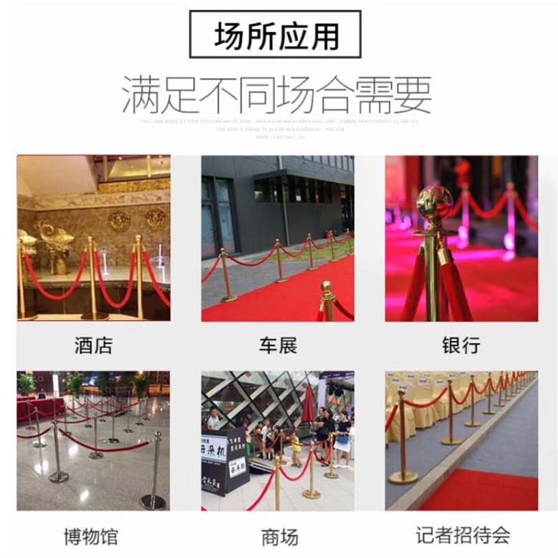 月桐 YT-D0488 圆球金色礼宾杆隔离护栏含麻绳 含金色杆+银钩米色麻绳 950×320×51mm按套销售