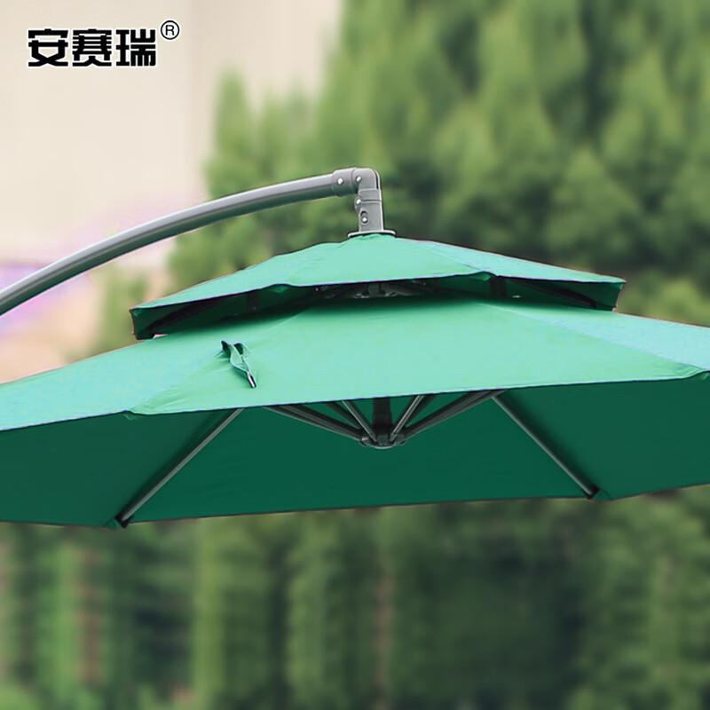 安赛瑞 440055 户外应急遮阳伞 2.7米双顶墨绿 送60kg水箱按（个）销售