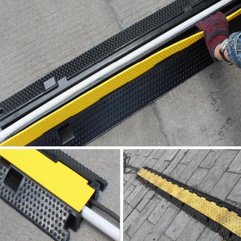 谋福 555 线槽减速带橡胶 电线保护槽 全黑大一槽100*22*3.0cm  2个起订按（个）销售