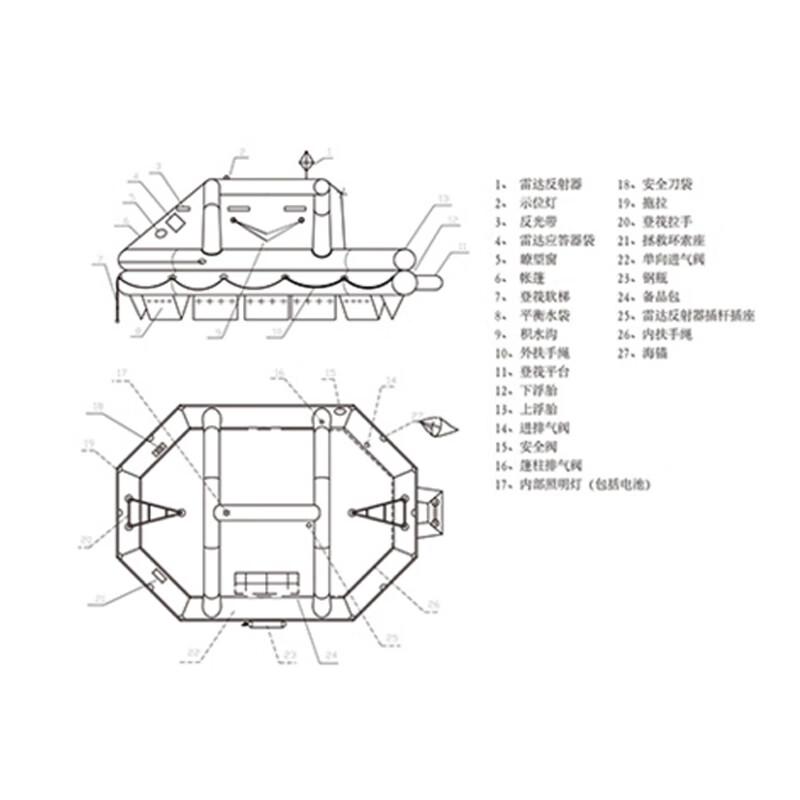 谋福 293 救生艇筏船用急救释放筏救生筏 HAF-A15抛投式救生筏（15人款）EC证书按（个）销售