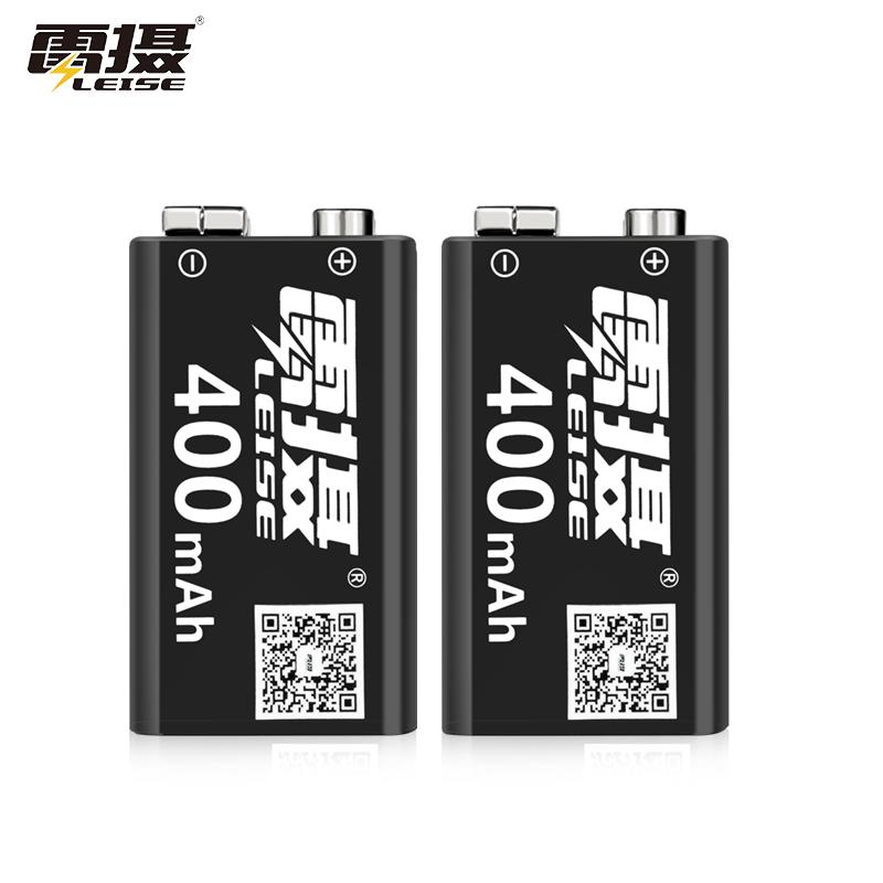 雷摄 USB-9V400mAh Type-C充电锂电池 9V 2节400mAh 黑色按盒销售