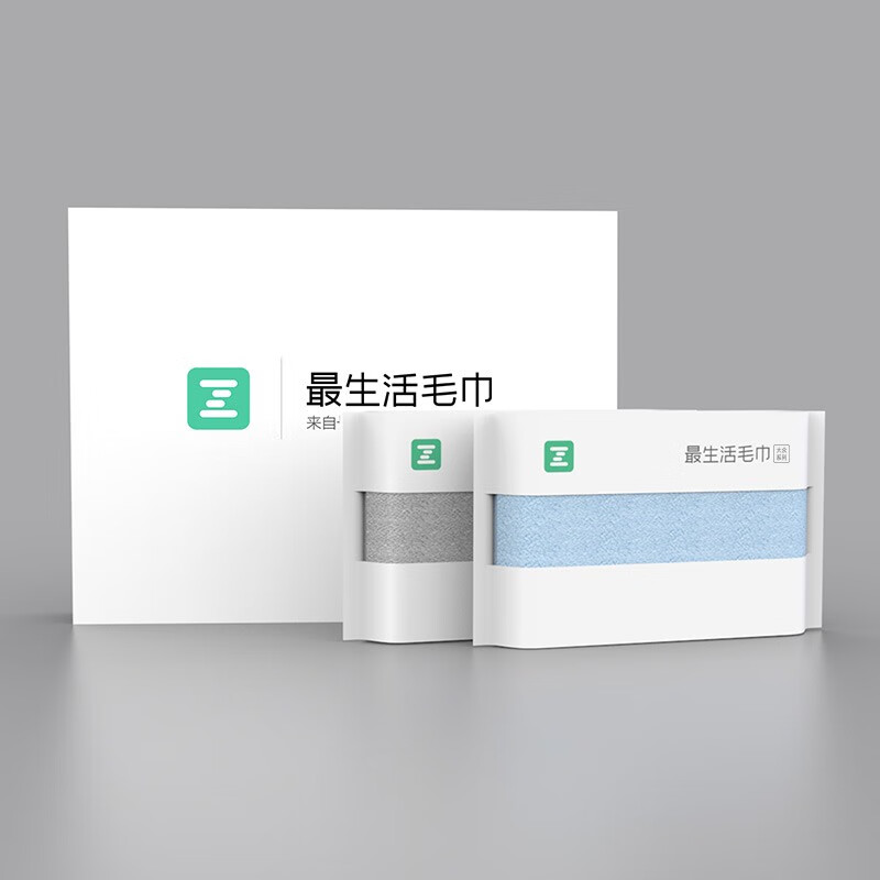 最生活 大众系列 毛巾2条礼盒装 浅蓝+浅灰 33*72cm按（盒）销售