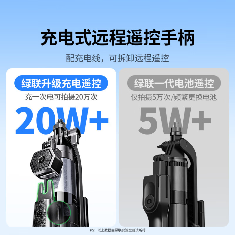 绿联 LP849-45301 自拍杆三脚架 1.8米   落地支架手持防抖自拍云台360°旋转多功能户外便携伸缩按（个）销售