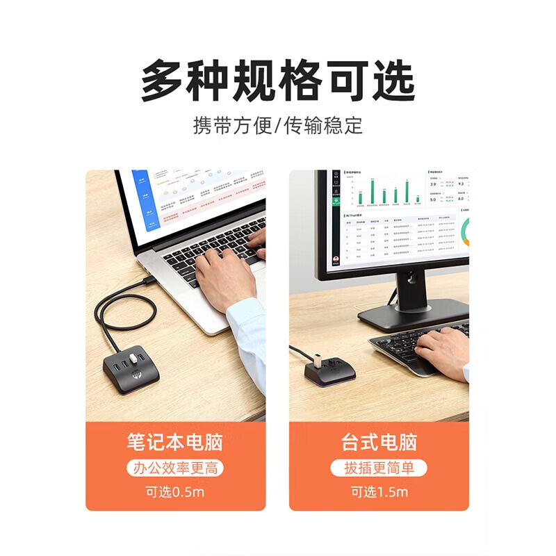 惠普 USB3.0 分线器转换器 竖插有光版 1.5m按个销售