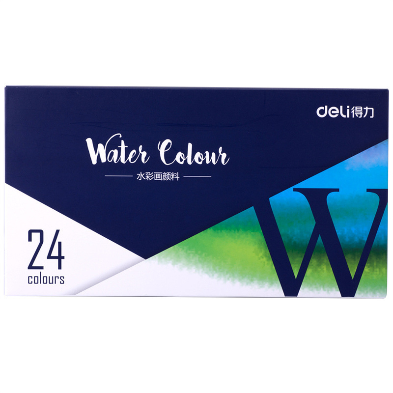 得力 73852 水彩颜料 24色/盒 蓝色按（盒）销售