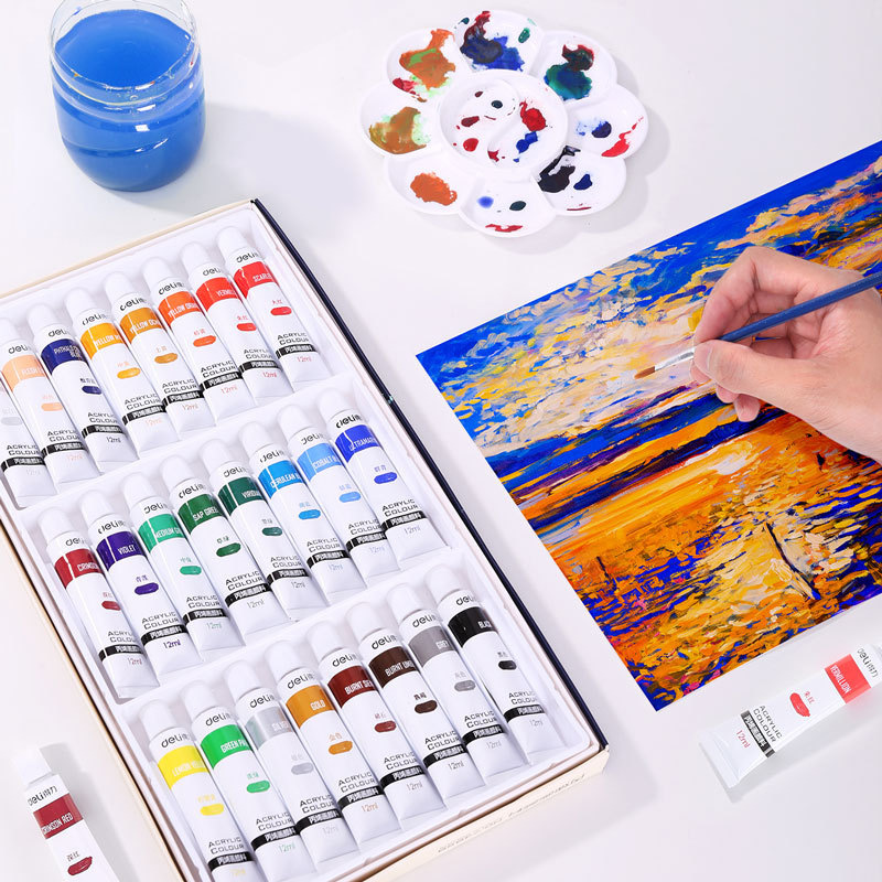 得力 73858 丙烯颜料 24色/盒 蓝色按(盒)销售 得力 73858 丙烯颜料 24色/盒 蓝色按(盒)销售